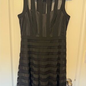 White House Black Market Black Sheer Striped Midi Dress